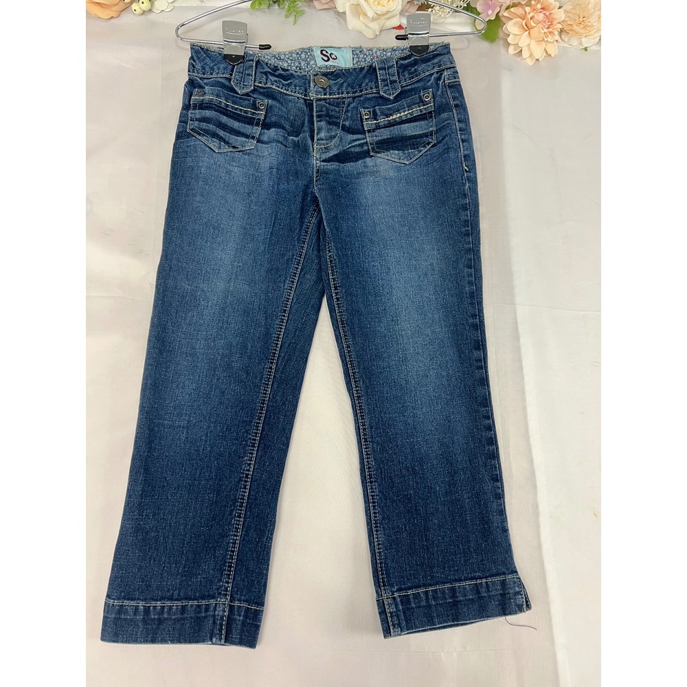 SO Wear It Declare It Cropped Jeans Dark Wash Capris Size 3 Multi Pocket Stretch